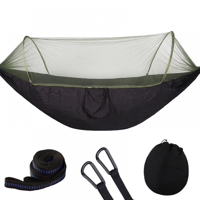 Automatic Quick-opening Tent-type Camping Hammock With Mosquito Net Lightweight Parachute Hammock For Camping Backpack Trekking Travel Backyard Beach 55”*114” Maximum Load-bearing 441LB