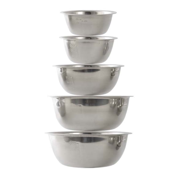 CXK13 Mixing Bowl Set of 5, Stainless Steel Mixing Bowls, Nesting Whisking Bowl Set for Cooking, Baking, Serving, Food/Salad Prep