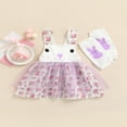 thumbnail image 3 of Robe de Pâques pour Bébé Fille, Nourrisson et Tout-Petit, Imprimé Floral Bunny Tutu, Robes de Fête, Violet, 2-3 Ans, 3 of 9