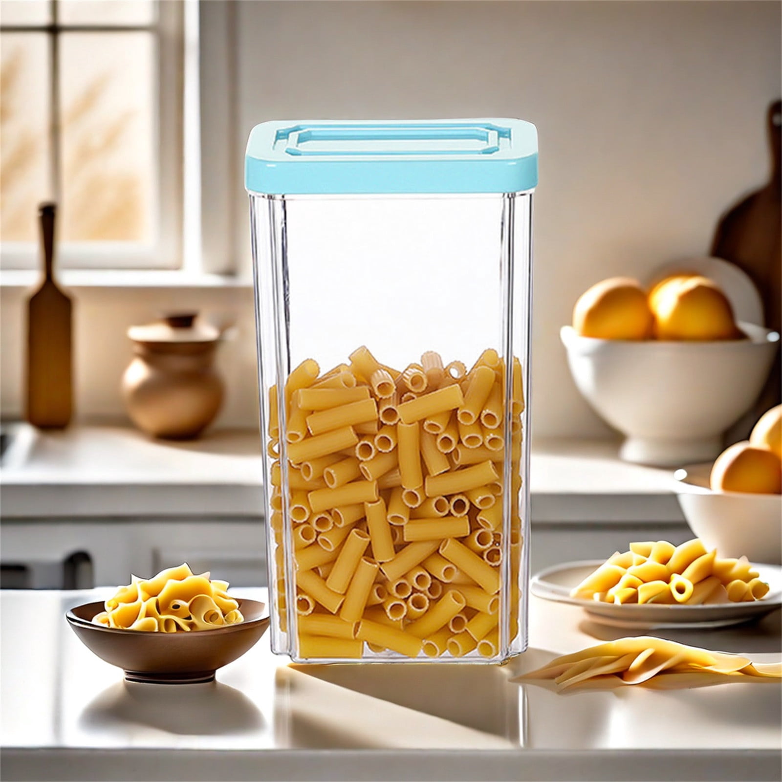 Pvdgvd Food Storage Container With Lids Tall Airtight Food Storage Jar Plastic Food Storage Container Kitchen Pantry Containers For Cereal Flour And Sugar Plastic B As Show
