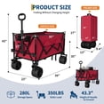 thumbnail image 4 of EDTara 35" Foldable Wagon for Beach Garden, Heavy Duty 280L Extra Large Collapsible Wagon 350lbs for Camping, All Terrain Beach Wagon with Cup Holders for Sand, 4 of 7