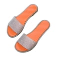thumbnail image 1 of Womens Flat Sandals Rhinestone Clear Strap Open Toe Colorful Blingbling Non Slip Lightweight Breathable Summer Beach Sandals Orange, 1 of 5