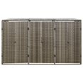 thumbnail image 3 of vidaXL Triple Wheelie Bin Shed Grey 207x80x117 cm Poly Rattan, 3 of 5