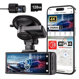 REDTIGER Caméra Dash Cam avant et arrière, écran tactile 5.8G Wifi GPS, 4K DashCam avec Super Night Vision, WDR, USB C Port, gratuit 128GB Carte