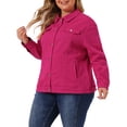 thumbnail image 4 of Agnes Orinda Women's Plus Size Jean Jacket Stitching Button Washed Denim Outerwear Coat 3X Hot Pink, 4 of 6