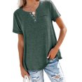 thumbnail image 1 of MAWCLOS Ladies T Shirt Solid Color Tops V Neck Tee Comfy Street Short Sleeve Blouse Green 3XL, 1 of 7