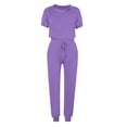 thumbnail image 4 of Yuyuzo Womens Workout Sets 2 Piece Short Sleeve Crew Neck T-Shirts Drawstring Jogger Pants with Pockets, 4 of 5