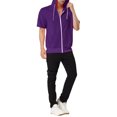 thumbnail image 2 of INSPIRE CHIC Men's Short Sleeve Hoodies Solid Color Zip Up Jackets with Hood S Purple, 2 of 7