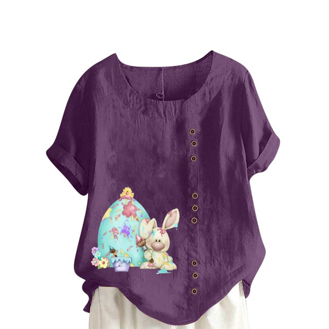 Birdeem Chemise Décontractée Oversize d'Été pour Femmes Col Rond Manches Courtes Imprimé Floral Ample