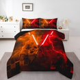 thumbnail image 2 of Erosebridal Teens Lightsaber Bedding Queen Comforter Set, Square Geometry Down Comforter, Orange Red, Super Cozy 3 Pieces, 2 of 8