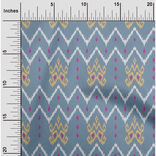 oneOone Cotton Poplin Fabric Paisley & Chevron Ikat Decor Fabric Printed BTY 56 Inch Wide