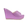 thumbnail image 3 of BLISSFUL STEP Sandales à Talons Compensés à Enfiler à Plateforme Pailletée pour Femmes Violet 7, 3 of 7