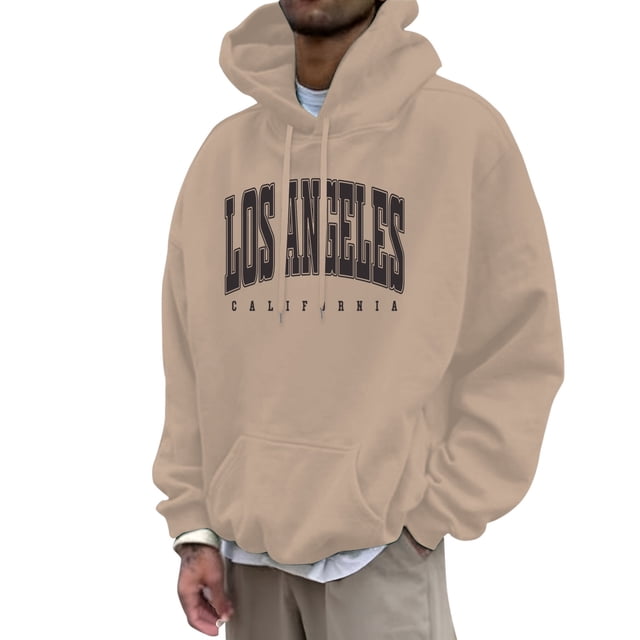 LUOGENLI Chandails à Capuche pour Hommes à Fermeture Éclair Graphique Mode Masculine Décontractée Lettres Partie Imprimée Chandail à Capuche à Enfiler Manches Longues Chandail à Capuche Hommes Chandails à Capuche à Fermeture Éclair Kaki Taille TTG