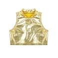 thumbnail image 3 of Oyolan Kids Girls Metallic Sleeveless Turtleneck Crop Tank Tops Ballet Dance Stage Performance Workout Vest Gold 10, 3 of 5