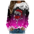 thumbnail image 2 of TIMIFIS Chandail de Noël Surdimensionné pour Femmes, Décontracté et Mignon, Imprimé Flocon de Neige et Verre de Vin Rouge, Col Rond, Chandail à Enfiler, Cadeaux pour Femmes pour Noël, 2 of 5