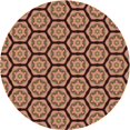 thumbnail image 1 of Ahgly Company Tapis Rond Lavable en Machine Intérieur Transitionnel Bronze Brun, 5 Pieds Rond, 1 of 7