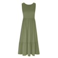 thumbnail image 4 of Robes Maxi pour Femmes 2023 Décontractées Mode pour Femmes Col en V Sans Manches Uni Poches Robe à Empiècements à Enfiler Robes de Soirée pour Femmes Élégantes et Chic en Liquidation, 4 of 5
