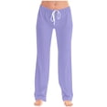 thumbnail image 1 of ohmzyzo Womens Summer Fashion Solid Casual Elastic Waist Drawstring Long Pants, 1 of 5