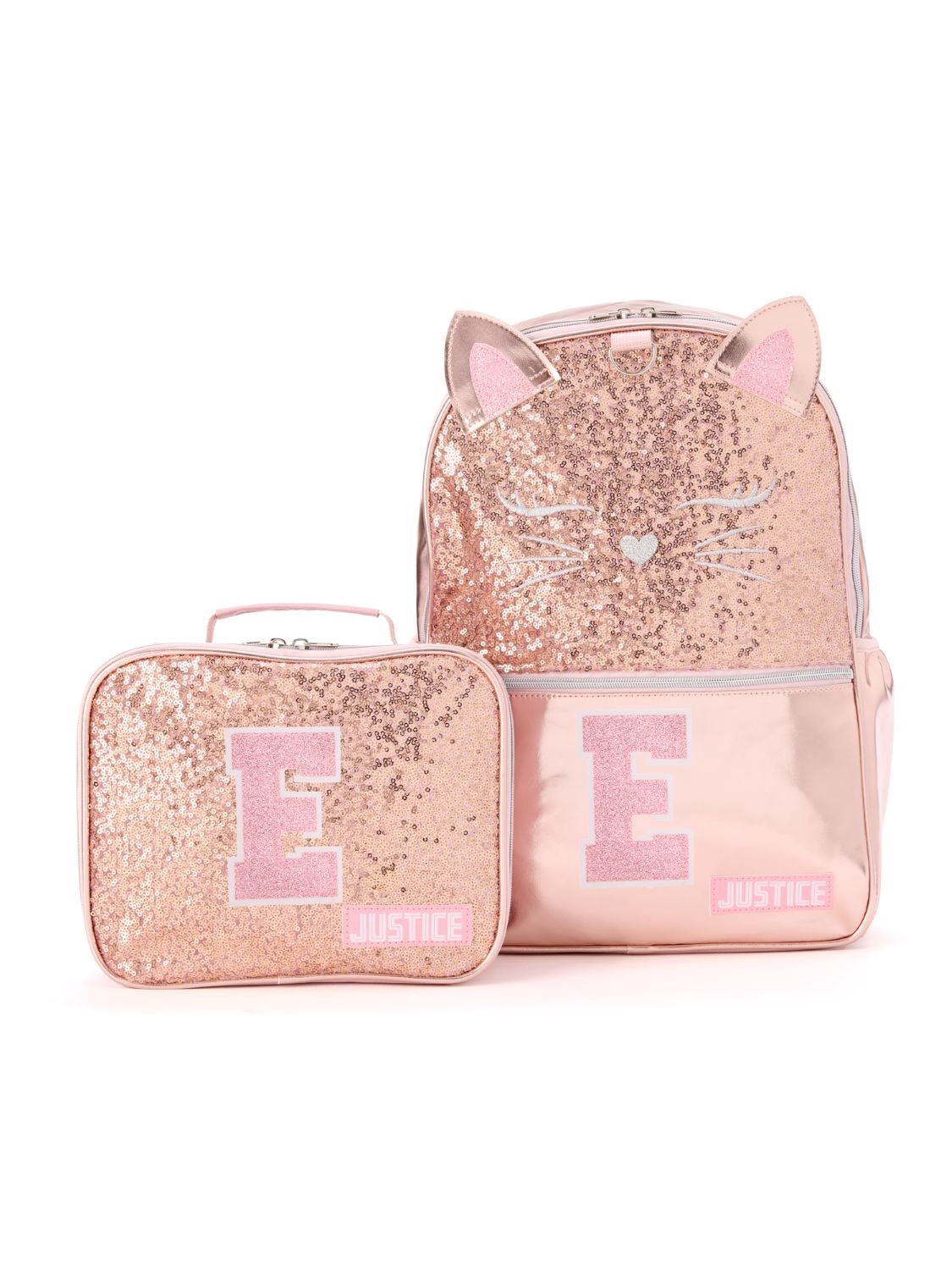 Purr-fectly Pink Glitter "E" Kitty Backpack Set
