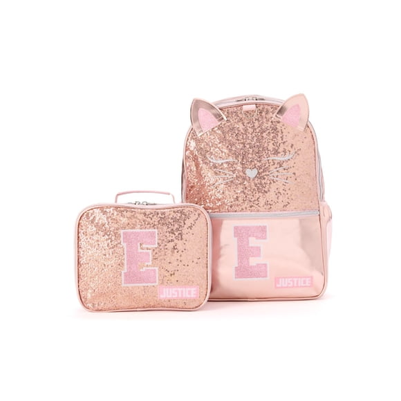 Purr-fectly Pink Glitter "E" Kitty Backpack Set