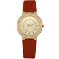 thumbnail image 1 of Montre Femme Élégante – Boîtier Doré & Strass / Bracelet Marron, 1 of 3