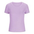 thumbnail image 3 of AherBiu Hauts Côtelés pour Femmes Été Col Ras du Cou Tricoté Manches Courtes Extensible Coupe Ajustée Hauts de Sortie T-Shirts Chemises, 3 of 5