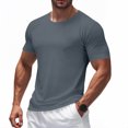 thumbnail image 3 of Yuyuzo Mens T-Shirts Casual Summer Short Sleeve Loose Fitted Solid Color Outdoor Running Sports Tees Plus Size Tops, 3 of 7