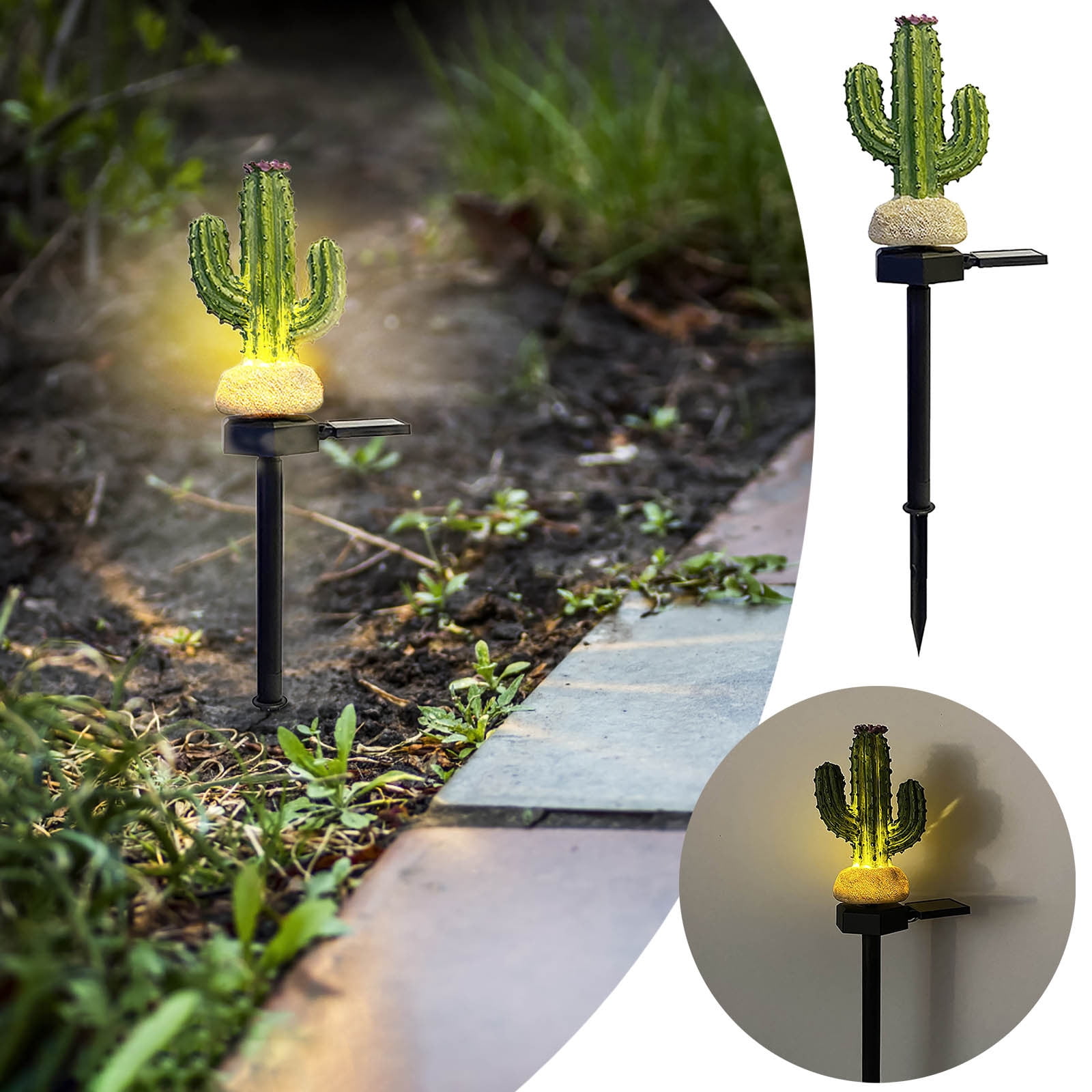 Dvkptbk Solar Outdoor Lights Solar Decorative Lights Outdoor Garden Courtyard Simulation Cactus Ground Insert Lights Garden Lights Garden Decor on Clearance