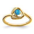 thumbnail image 1 of Diamond2Deal 14k Yellow Gold Blue Topaz Triangle Ring for Women Size- 7, 1 of 2