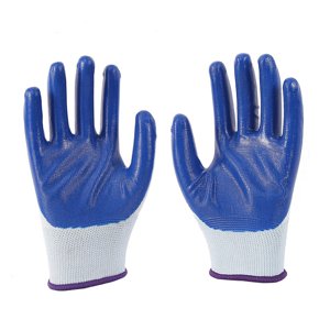 Blue Nylon-Coated Rubber Work Gloves  Anti-Slip, Wear-Resistant Protective Gloves for Construction, Auto Repair, Factory Work, and Material Handling