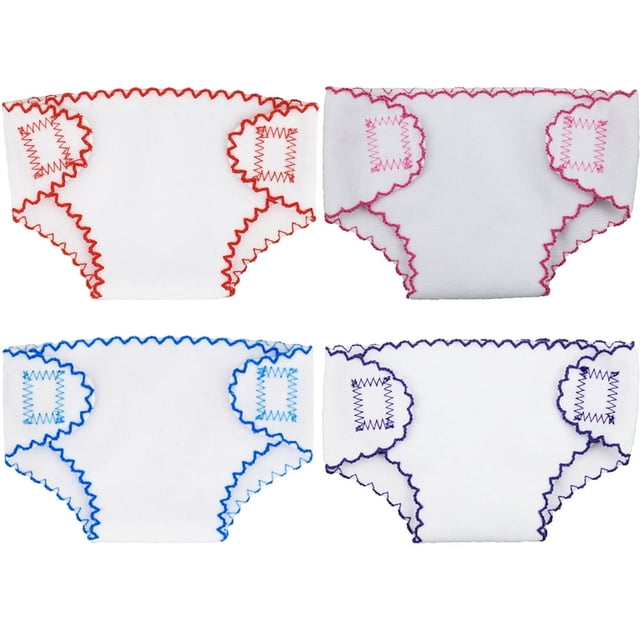 JUNWELL 4 Pcs Couches pour Poupée Bébé Réutilisables sous-Vêtements pour Poupée Accessoires d'Habillage pour Poupée