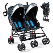 Costway Foldable Twin Baby Double Stroller Kids Ultralight Umbrella Stroller Pushchair Navy