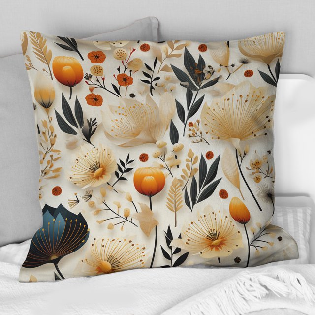 Designart "Subdued Floral Boho II" Boho Throw Pillow - Bohemian Pillow For Couch - Insert And Pillows Covers For Bedroom Decor
