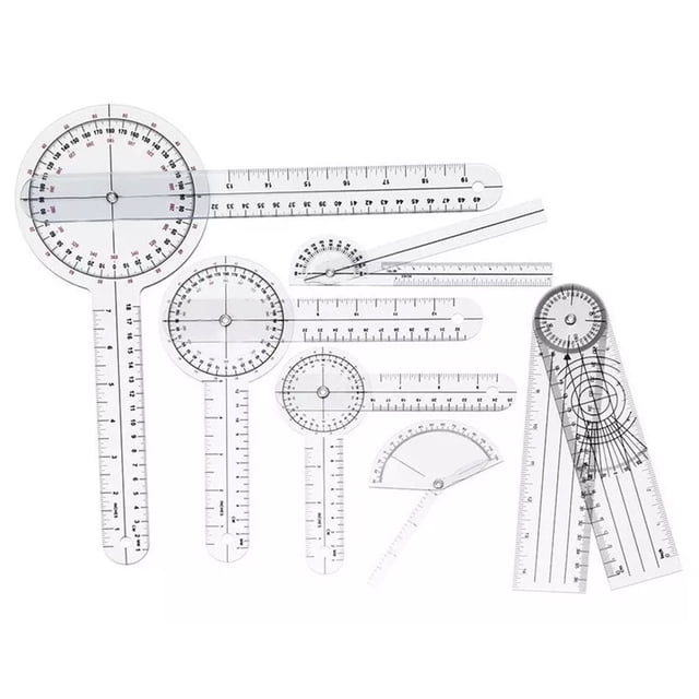 Ensemble de Goniomètre, Règle d'Angle d'Échelle Claire Haute Dureté 6PCS pour l'Orthopédie