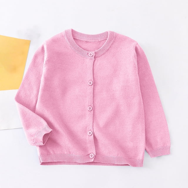 Cowsor Little Girl Knit Cardigan Sweater - Toddler Button Down School Uniforms Cardigan