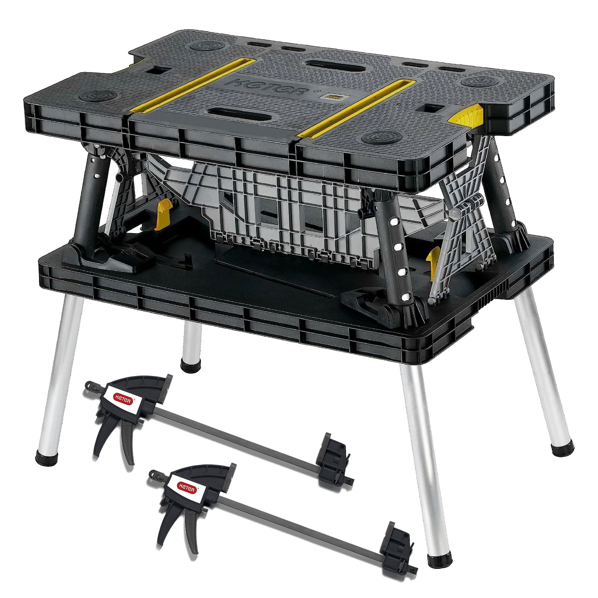Keter Heavy-Duty Folding Workbench, Portable Work Table with 12