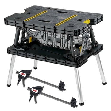 Keter Établi Pliant Robuste, Table de Travail Portable avec Pinces Réglables de 12 Pouces