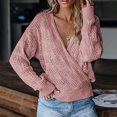 thumbnail image 1 of RKSTN Sweaters for Women Deep V-neck Wrap Sweater Long-sleeved Crochet Pullover Fall Sweaters, 1 of 7