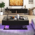 thumbnail image 4 of Costway LED Coffee Table with 2 Drawers 20-Color Dimmable LED Lights & Remote Control Black, 4 of 10