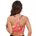 thumbnail image 4 of Huesdet Hauts de Bikini à Encolure Dégagée pour Femmes Bretelles Spaghetti Réglables Maillot de Bain Rembourré Soutien-Gorge de Sport (Rouge, P), 4 of 9