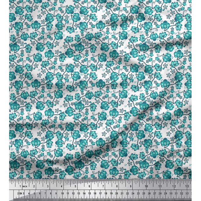 Soimoi Moss Georgette Fabric Flower Artistic Fabric Prints by Yard 42 Inch Wide