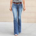 thumbnail image 1 of Bmisegm Jeans à Taille Mi-Haute Micro Évasés pour Femmes, Bleu Pâle, Taille P, 1 of 8