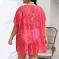 thumbnail image 4 of Pisexur Robe à Manches Courtes à Col en V pour Femme, Robe de Plage Unie à Manches Courtes avec Empiècements Ajourés, Chemise de Couverture Surdimensionnée, Robe à Manches Courtes pour Femme, Jupe pour Femme, 4 of 4