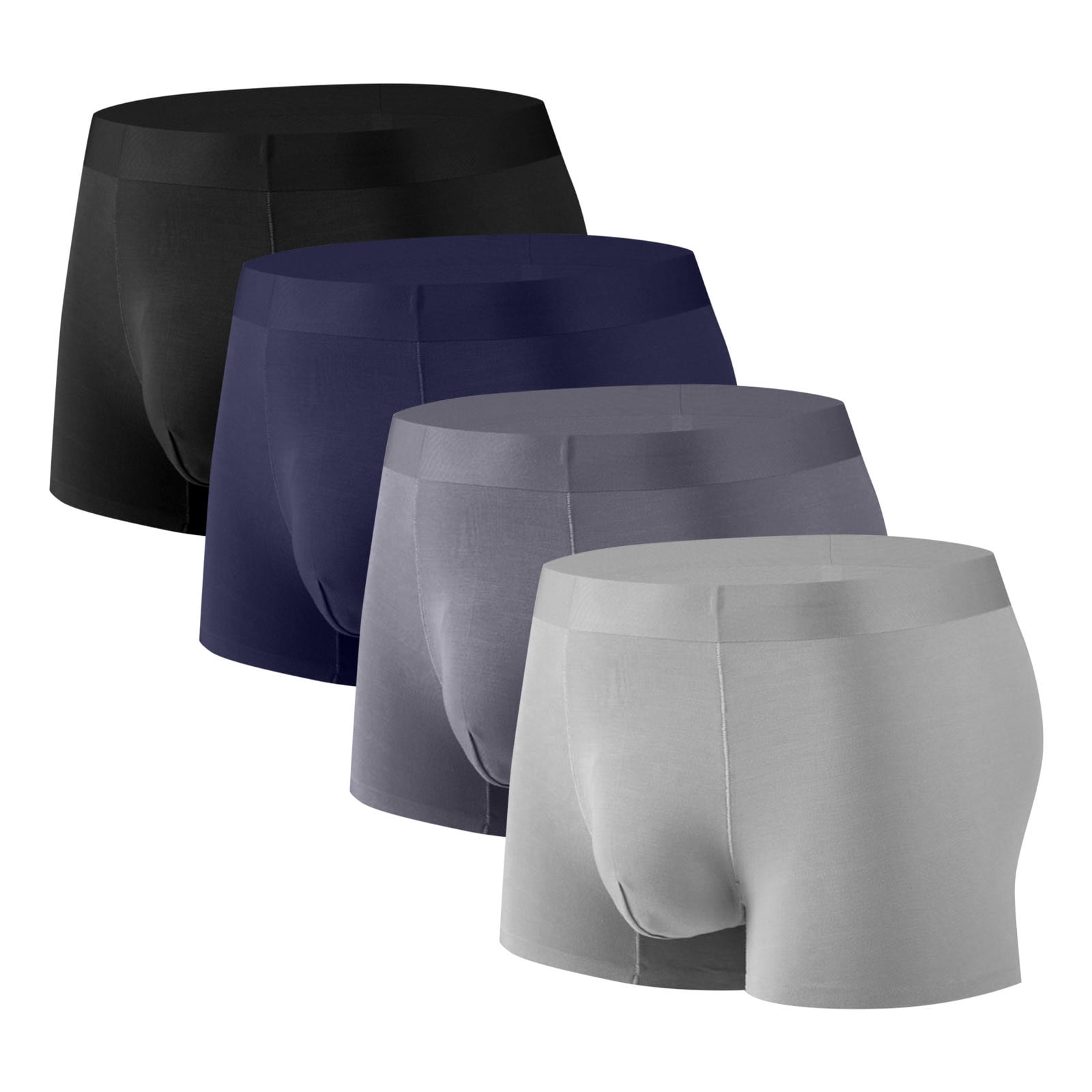 ylioge L-4X Big & Tall Mens Boxer Briefs 4 Pack Plus Size High Waisted Modal Underwear Multipack Stretchy Quick-Drying Breathable Workout Boxers