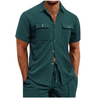 cfhntfmh Men's Button down Shirts Short Sleeve Casual Collared Shirts Summer Beach Vacation Shirts with Pocket 2025