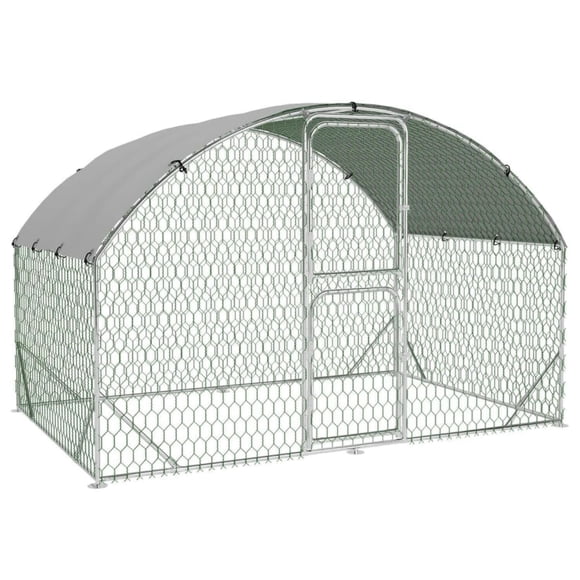 Bingirl Large Walk-in Chicken Runs with Ribs - Metal Chicken Coop with Cover (9.8' x 6.5' x 6.5')