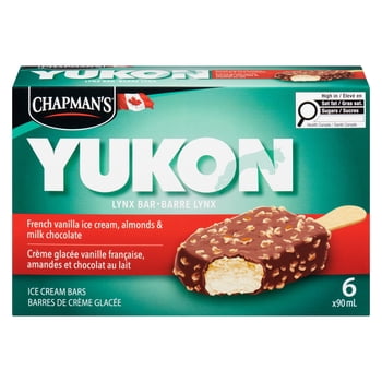 Chapman's Yukon Lynx French Vanilla and Almond Ice Cream Bar in a Box, 6 x 90mL
