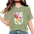 thumbnail image 5 of RKSTN Hauts d'Été pour Femmes 2024 Décontractés Coupe Ample Polyvalents T-Shirts Graphiques Mode à Imprimé Floral Respirants Manches Courtes Col Rond T-shirt Blouses, Cadeaux de la Fête des Mères, 5 of 5