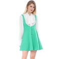 thumbnail image 4 of INSPIRE CHIC Robe Chasuble Salopette de Noël pour Femme Décor de Boutons Jupe Évasée à Bretelles Vert Pâle m, 4 of 6