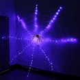 thumbnail image 1 of Pisexur Halloween Decorations Spider Web Lights, LED 8 Modes Battery Operated Waterproof Net Lights with Black Spider, 12FT Diameter Cobweb Lights for Yard Indoor Outdoor Halloween Party Decor, 1 of 4